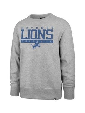 47 Brand Detroit Lions Gray Crewneck with Blue Logo